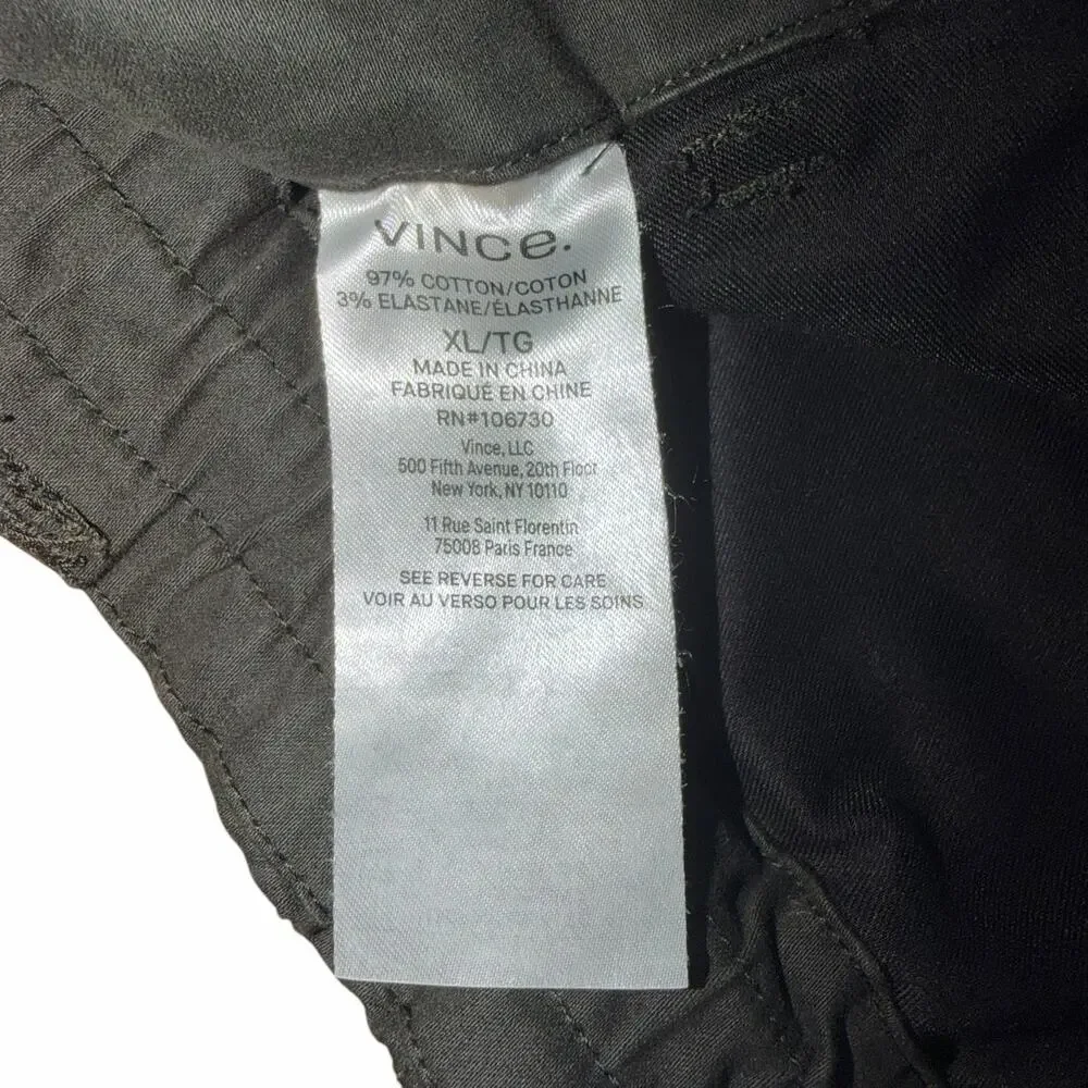Vince Classic Fit Owen Pant‎ Men’s XL Dark Olive Stretch Cotton Chino
